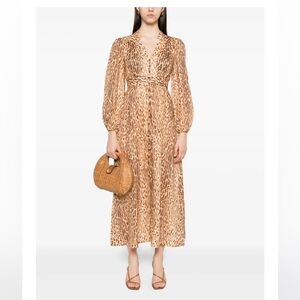 Zimmermann Beige and Brown Animal Print Midi Dress
